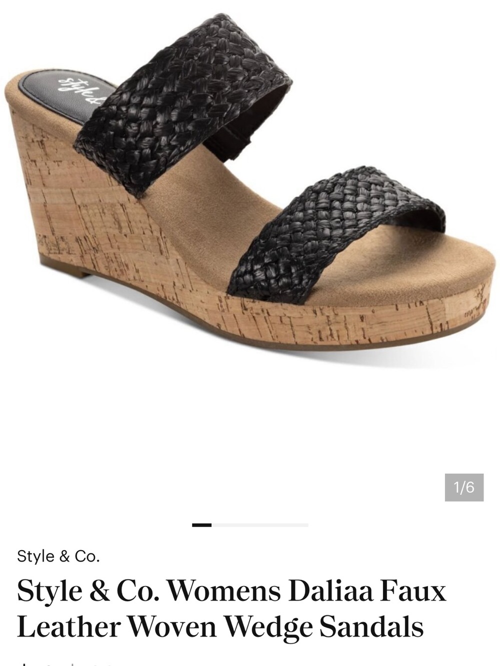 Style & Co. Womens Daliaa Faux Leather Woven Wedge Sandals